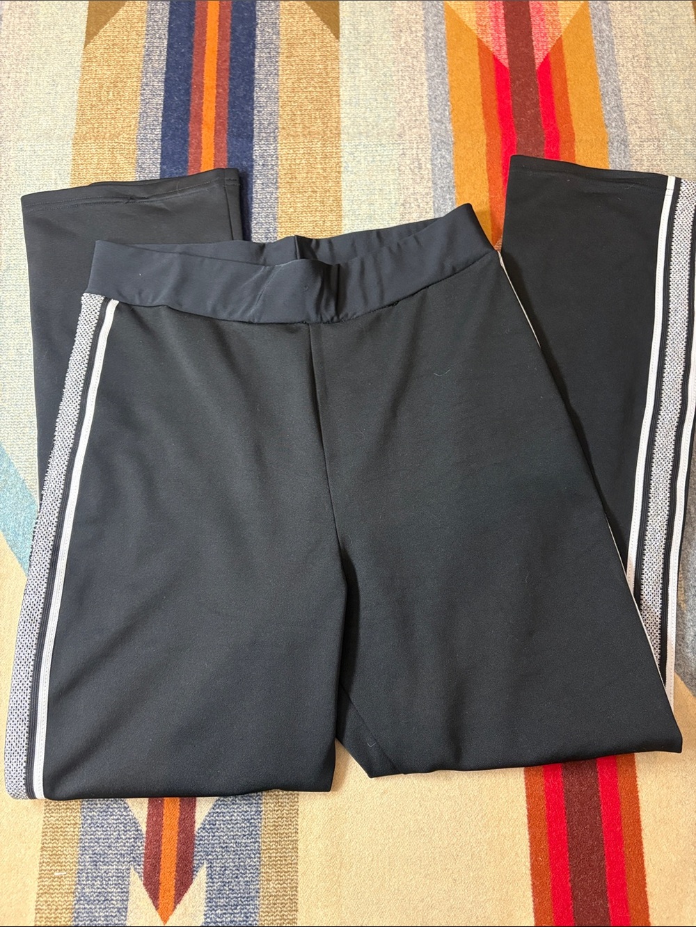Black ladies Athletic Leggings with Sparkle Side Stripe